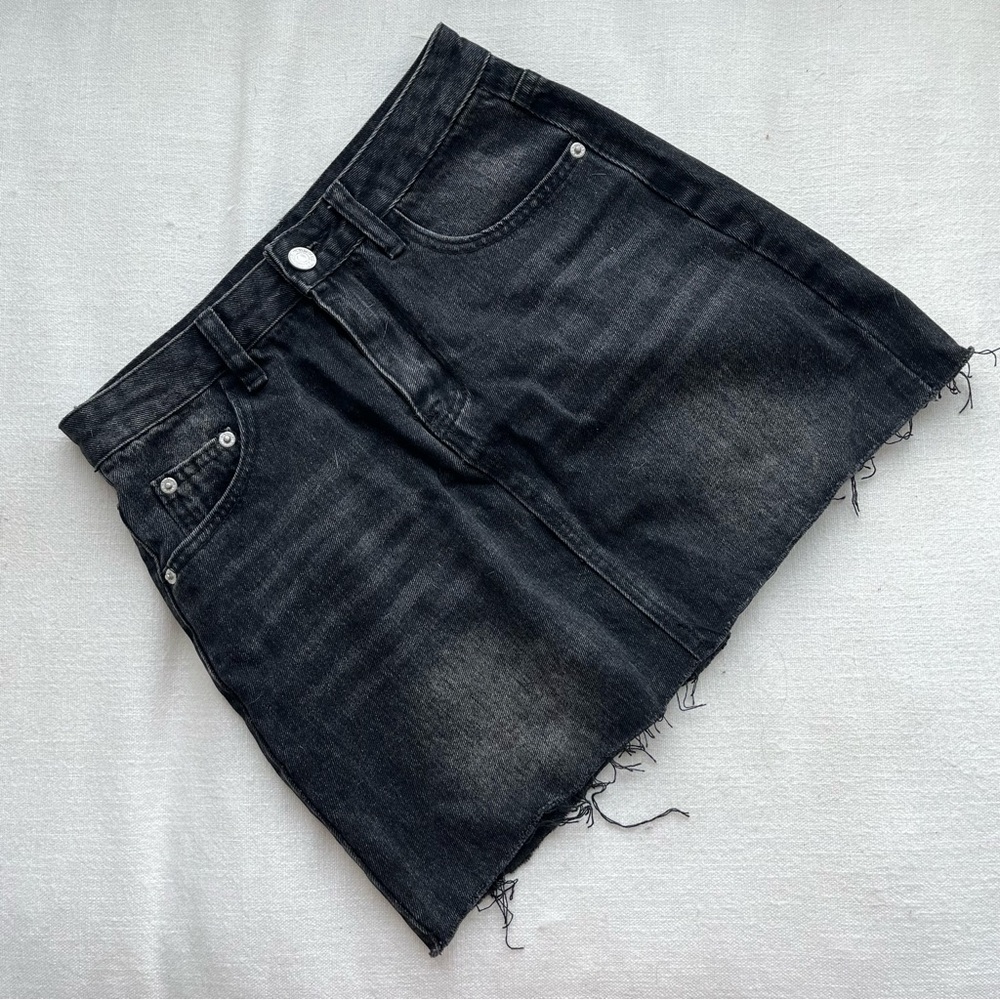 Black Denim Mini Skirt